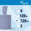 120m Paper Towel Roll, Pack of 6 Rolls of Recycled Paper - Two Ply