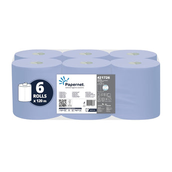 120m Paper Towel Roll, Pack of 6 Rolls of Recycled Paper - Two Ply