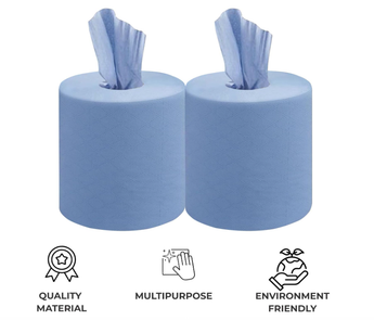 150m Paper Towel Roll, Pack of 6 Rolls of Recycled Paper - Two Ply