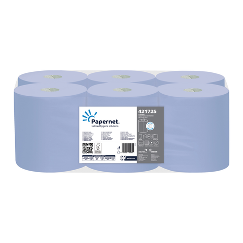 150m Paper Towel Roll, Pack of 6 Rolls of Recycled Paper - Two Ply