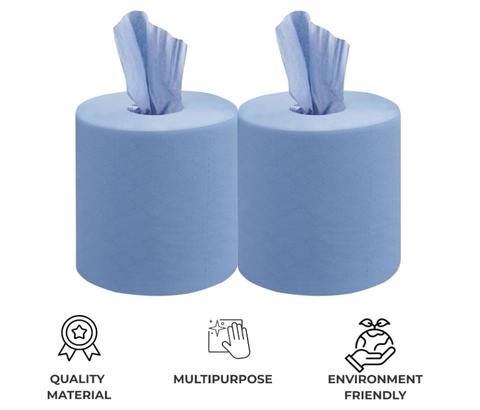 150m Paper Towel Roll, Pack of 6 Rolls of Recycled Paper - Two Ply